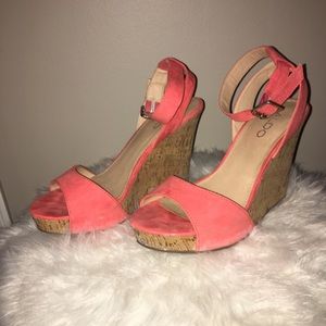Coral/Salmon pink wedges
